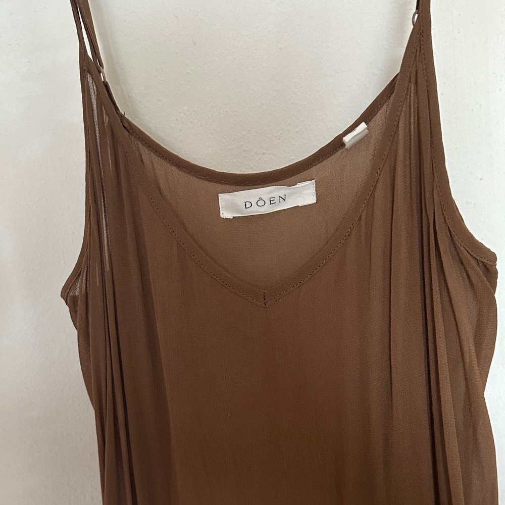 DÔEN Brown Sheer Slip Mini Dress